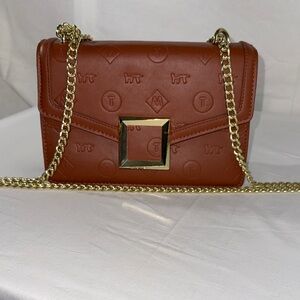 Brown Leather Chain Shoulder Bag